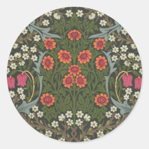 William Morris Blackthorn Gartenblume Klassiker Runder Aufkleber