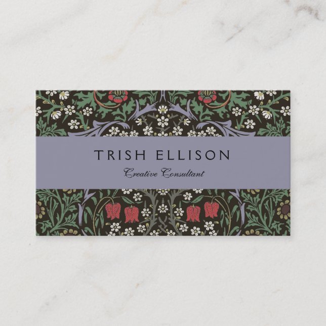 William Morris Blackthorn Tapestry Floral Visitenkarte (Vorderseite)