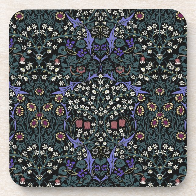 William Morris Blackthorn viktorianische Tapete Getränkeuntersetzer (Vorderseite)