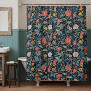 William Morris Blau Türkis Arts & Crafts Floral Duschvorhang