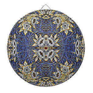 William Morris Blau- und Gold-Tulpen-Weiden-Design Dartscheibe