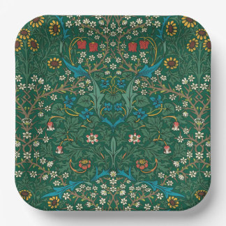 William Morris Blau und Weiße Blumen Pappteller