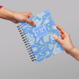 William Morris - Blaue Wilde Tulpen & Monogramm Notizbuch