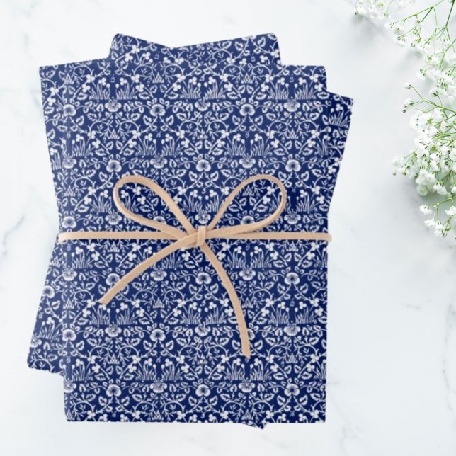 William Morris blaues Packpapier Geschenkpapier Set (Von Creator hochgeladen)