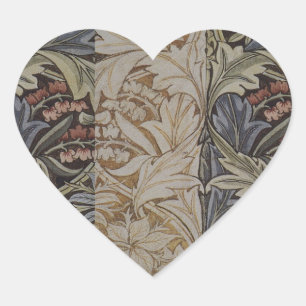 William Morris Blauglockentapete Botanischer Klass Herz-Aufkleber