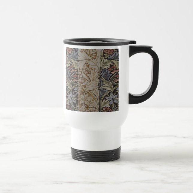 William Morris Blauglockentapete Botanischer Klass Reisebecher (Rechts)