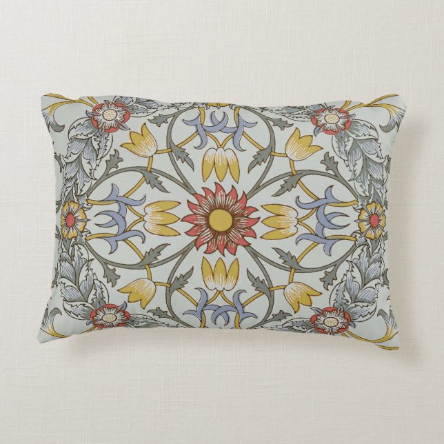 William Morris Bloral Circle Blume Illustration Dekokissen (Rückseite)