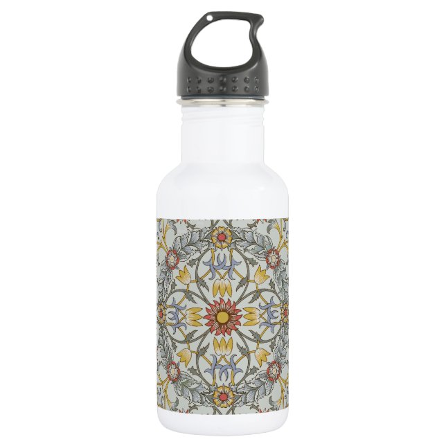 William Morris Bloral Circle Blume Illustration Edelstahlflasche (Vorderseite)