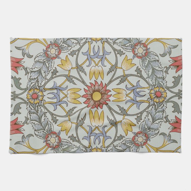 William Morris Bloral Circle Blume Illustration Geschirrtuch (Horizontal)