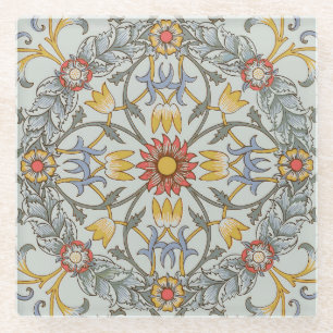 William Morris Bloral Circle Blume Illustration Glasuntersetzer