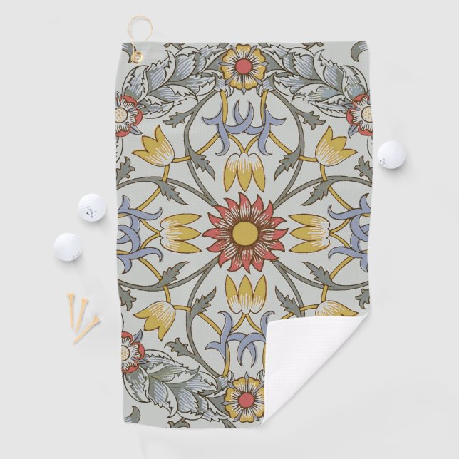 William Morris Bloral Circle Blume Illustration Golfhandtuch (Insitu)