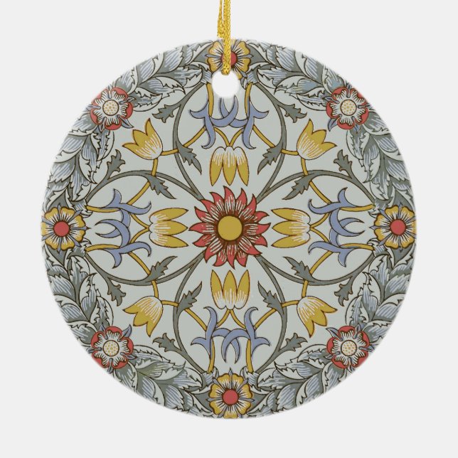 William Morris Bloral Circle Blume Illustration Keramik Ornament (Hinten)