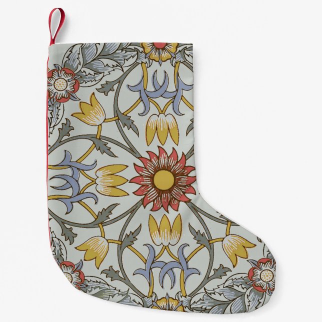 William Morris Bloral Circle Blume Illustration Kleiner Weihnachtsstrumpf (Vorderseite)
