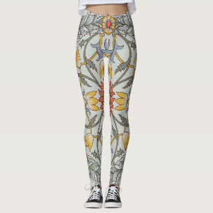 William Morris Bloral Circle Blume Illustration Leggings