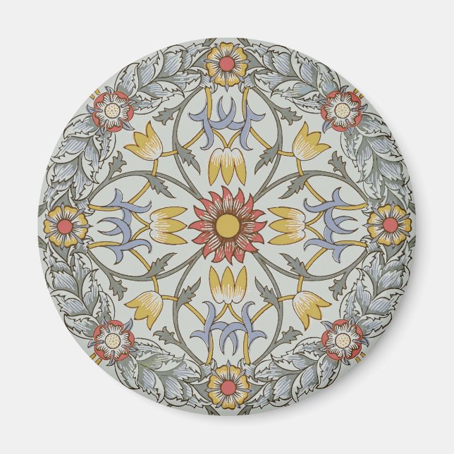 William Morris Bloral Circle Blume Illustration Magnet (Vorne)