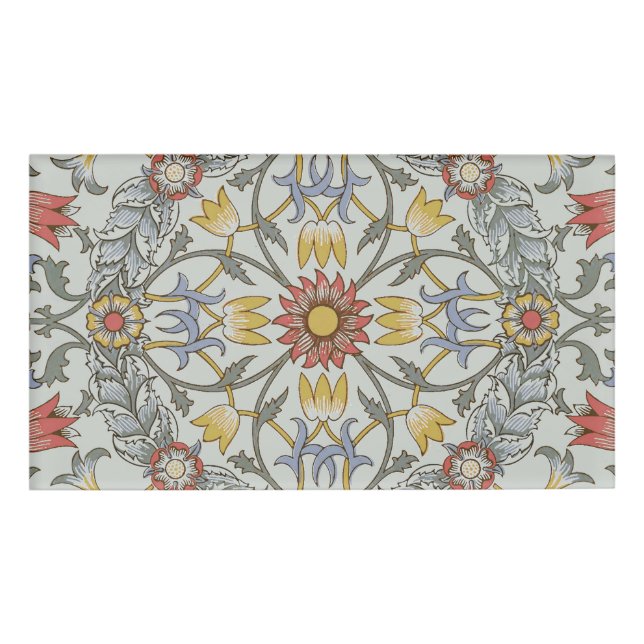 William Morris Bloral Circle Blume Illustration Namenschild (Vorderseite)
