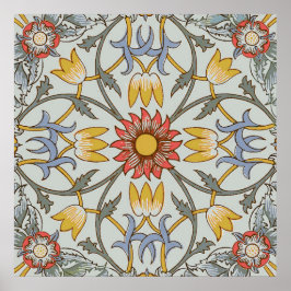 William Morris Bloral Circle Blume Illustration Poster