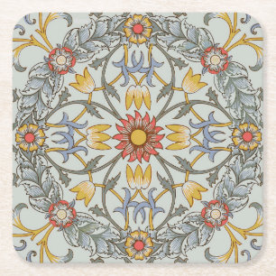 William Morris Bloral Circle Blume Illustration Rechteckiger Pappuntersetzer
