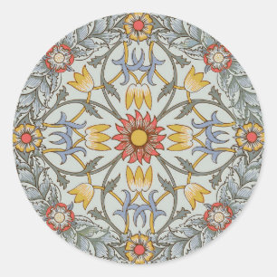 William Morris Bloral Circle Blume Illustration Runder Aufkleber