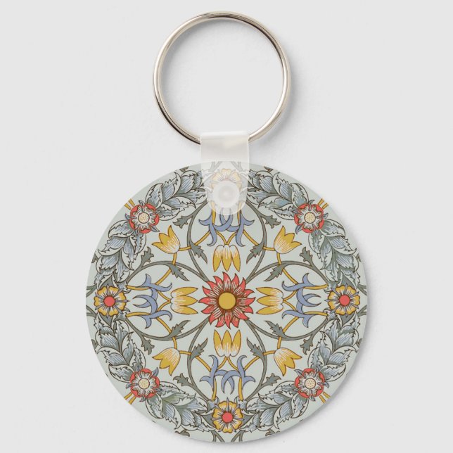 William Morris Bloral Circle Blume Illustration Schlüsselanhänger (Vorderseite)