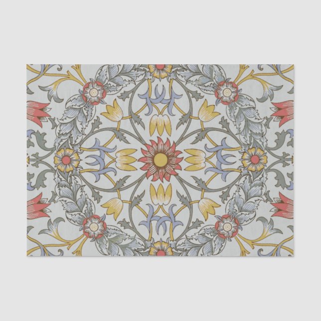 William Morris Bloral Circle Blume Illustration Seidenpapier (Vorderseite)