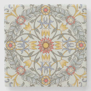 William Morris Bloral Circle Blume Illustration Steinuntersetzer