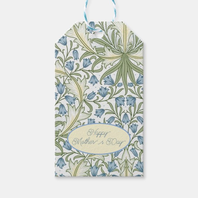 William Morris, Blue Bellflowers Mother Day Geschenkanhänger (Vorderseite)