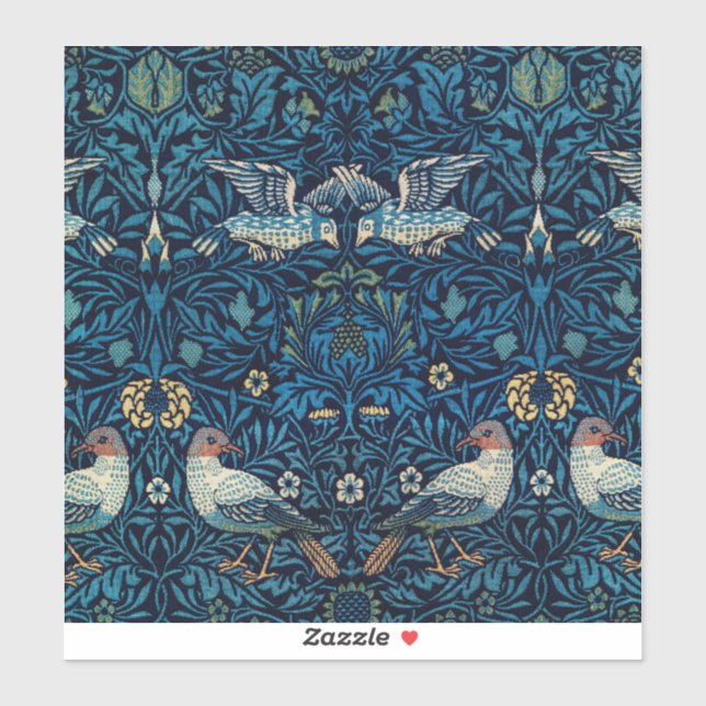 William Morris Blue Birds Tapestry Classic Aufkleber (Blatt)