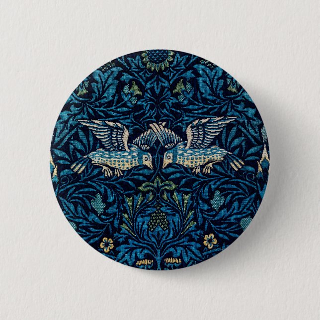 William Morris Blue Birds Tapestry Classic Button (Vorderseite)