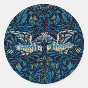 William Morris Blue Birds Tapestry Classic Runder Aufkleber