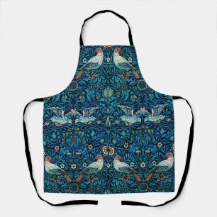 William Morris Blue Floral & Bird Print Schürze