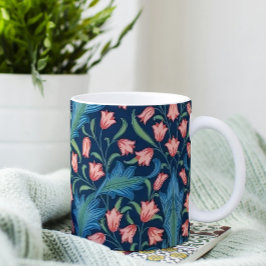 William Morris Blue Green Pink Floral Pattern Kaffeetasse