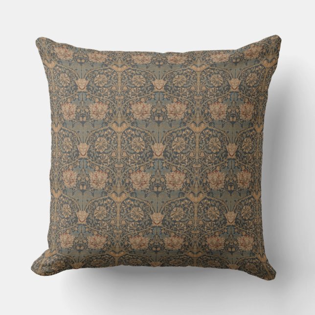 William Morris: Blue Honeysuckle Throw Pillow Kissen (Vorderseite)