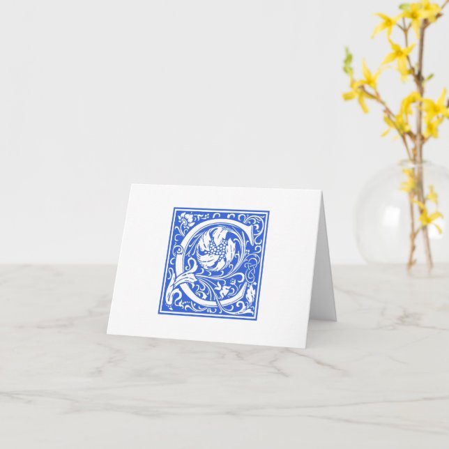 William Morris Blue Initial C Card & Envelope Karte (Gelbe Blume)