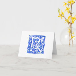 William Morris Blue Initial R Card & Envelope Karte