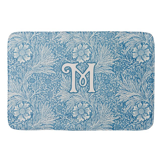 William Morris Blue Marigold Monogram Badematte (Vorderseite)