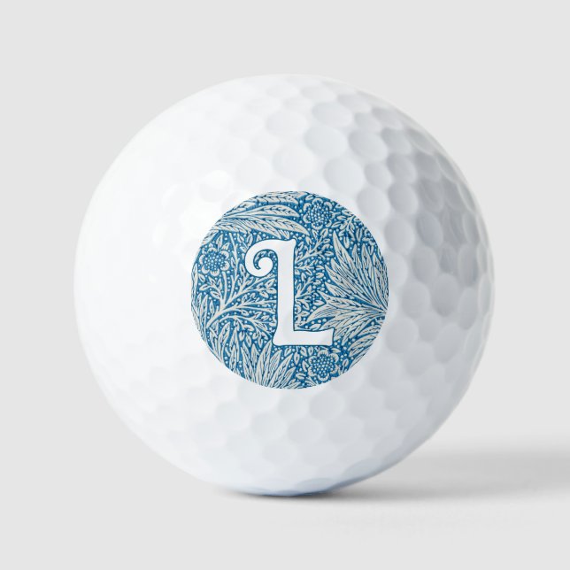 William Morris Blue Marigold Monogram Golfball (Vorderseite)