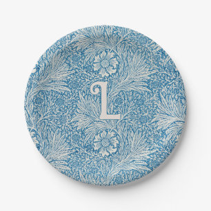 William Morris Blue Marigold Monogram Pappteller