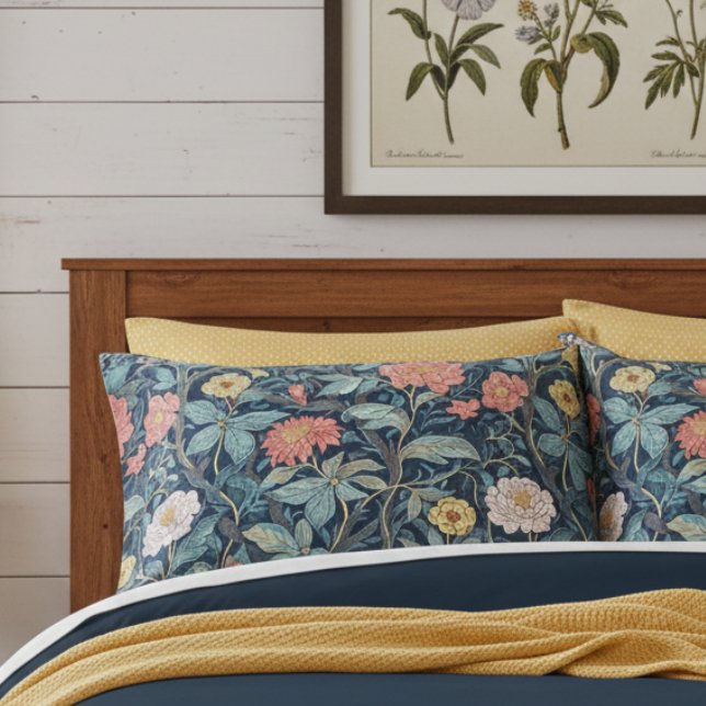 William Morris Blue Teal Arts & Crafts Floral Kissenbezug (Von Creator hochgeladen)