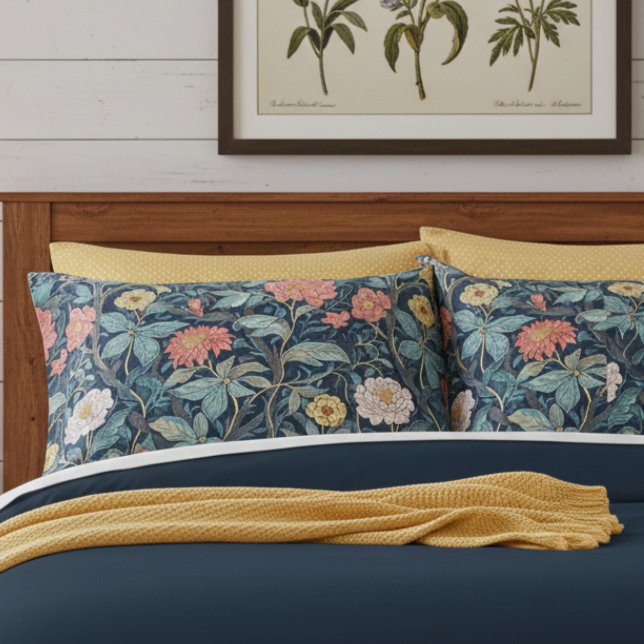 William Morris Blue Teal Arts & Crafts Floral Kissenbezug (Von Creator hochgeladen)