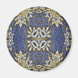 William Morris Blue und Gold Tulip Willow Design Magnet