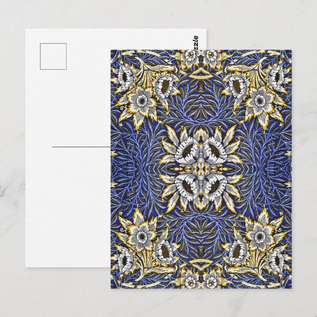 William Morris Blue und Gold Tulip Willow Design Postkarte (Vorne/Hinten)