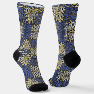 William Morris Blue und Gold Tulip Willow Design Socken