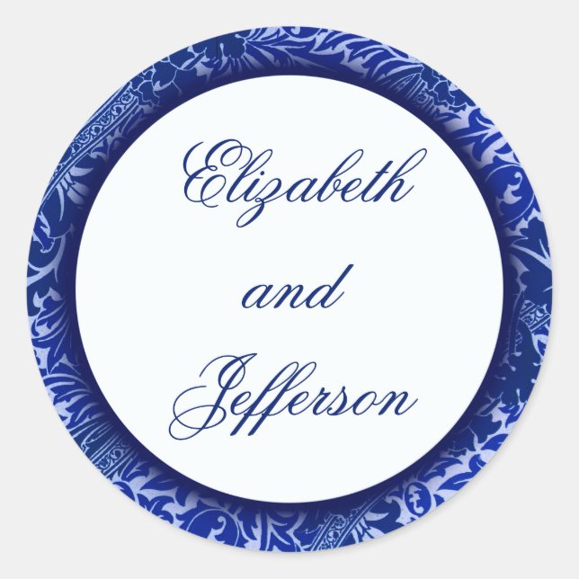 William Morris Blue Verlasse Mit Monogramm Sticker (Vorderseite)