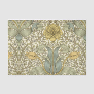 William Morris Blue Yellow Floral Tissue Paper Seidenpapier