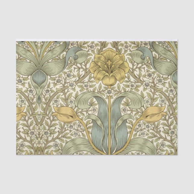 William Morris Blue Yellow Floral Tissue Paper Seidenpapier (Vorderseite)