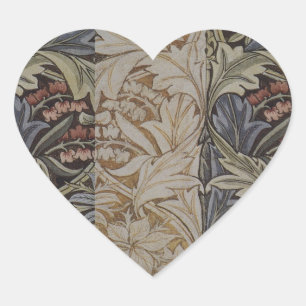 William Morris Bluebell Tapestry Design Herz-Aufkleber