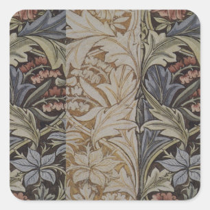 William Morris Bluebell Tapestry Design Quadratischer Aufkleber
