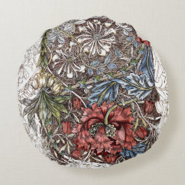 William morris Blume elegante Blumendarstellung Rundes Kissen