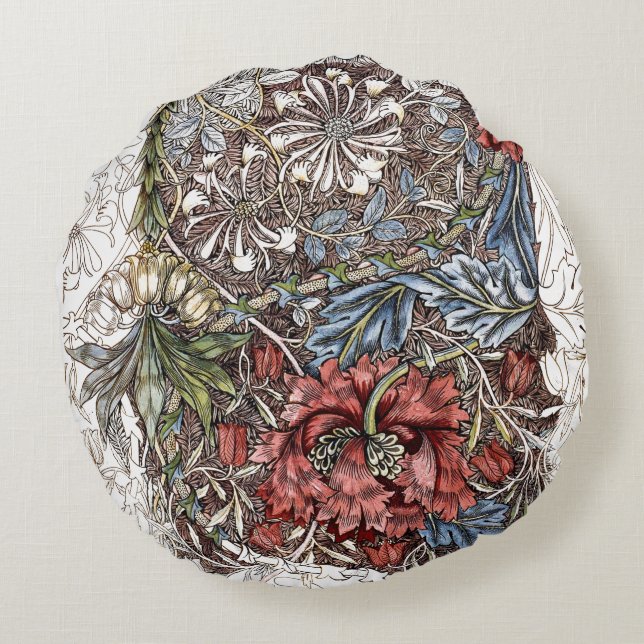 William morris Blume elegante Blumendarstellung Rundes Kissen (Rückseite)